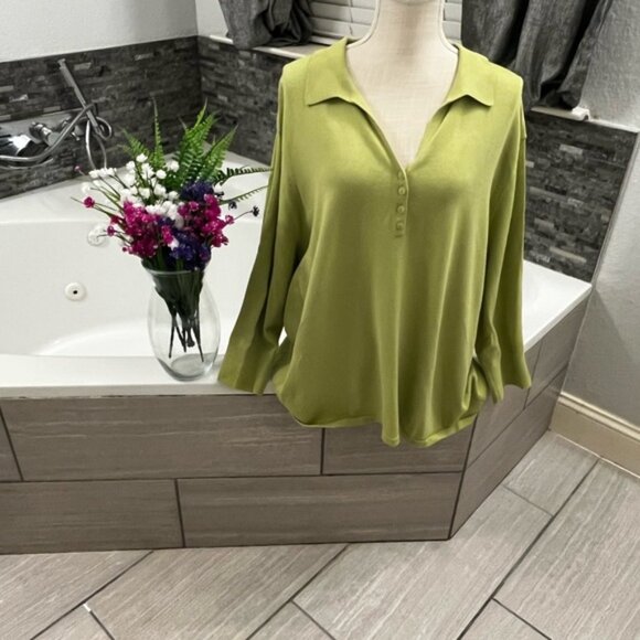 Talbots Light Green Women's Blouse Plus Size 3X - Picture 5 of 8